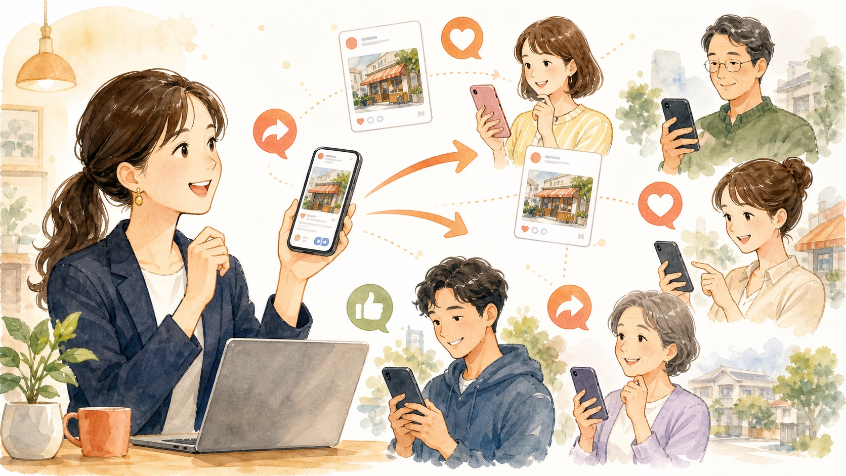 SNSで記事を見てもらうきっかけを作るイラスト